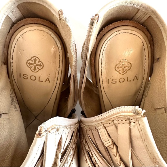 ISOLA LEONORA OPEN-TOE STACK-HEEL TAN LEATHER STRAPPY SANDALS ANKLE BOOTIE Sz8.5 - Picture 11 of 15